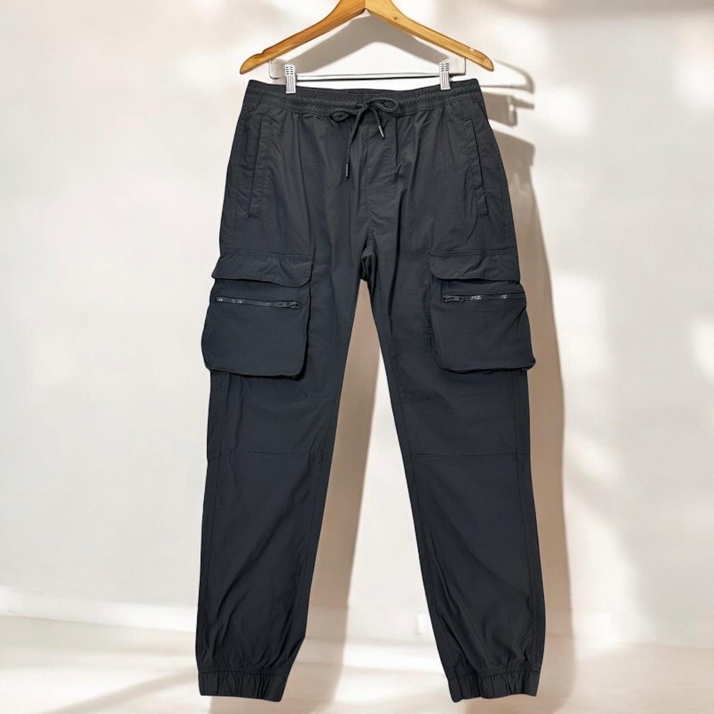 Akademiks Cargo Pants Casual Activewear Joggers Drawstring Black‎ Size L